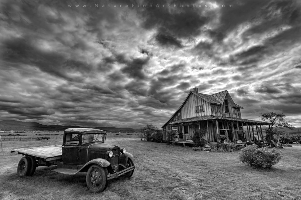 Black and White Photo of The Old House in Oregon