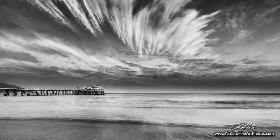 Malibu Pier Black and White Photo