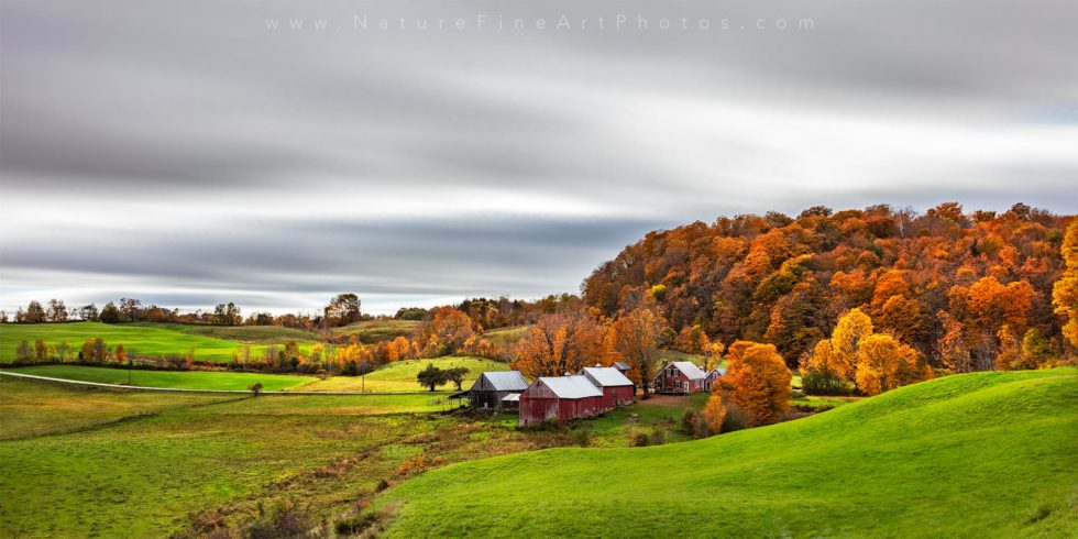 photo of Vermont Farm fall foliage panorama