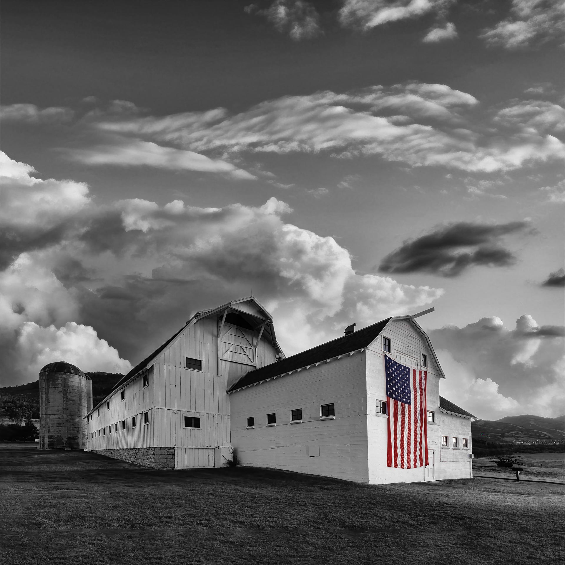 McPolin Barn in Park City (black & white with selective color)